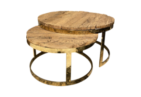 Salontafel Sleeper Wood set van 2 rond Goud
