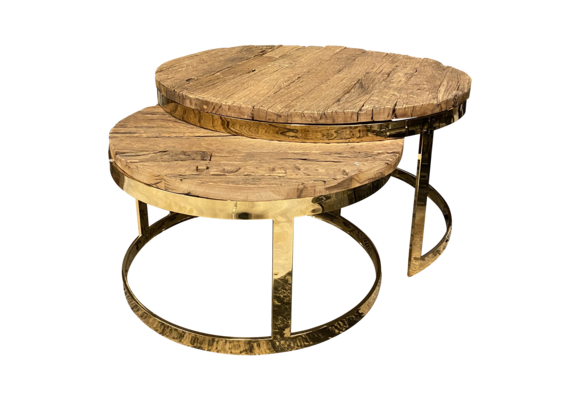 Salontafel Sleeper Wood set van 2 rond Goud