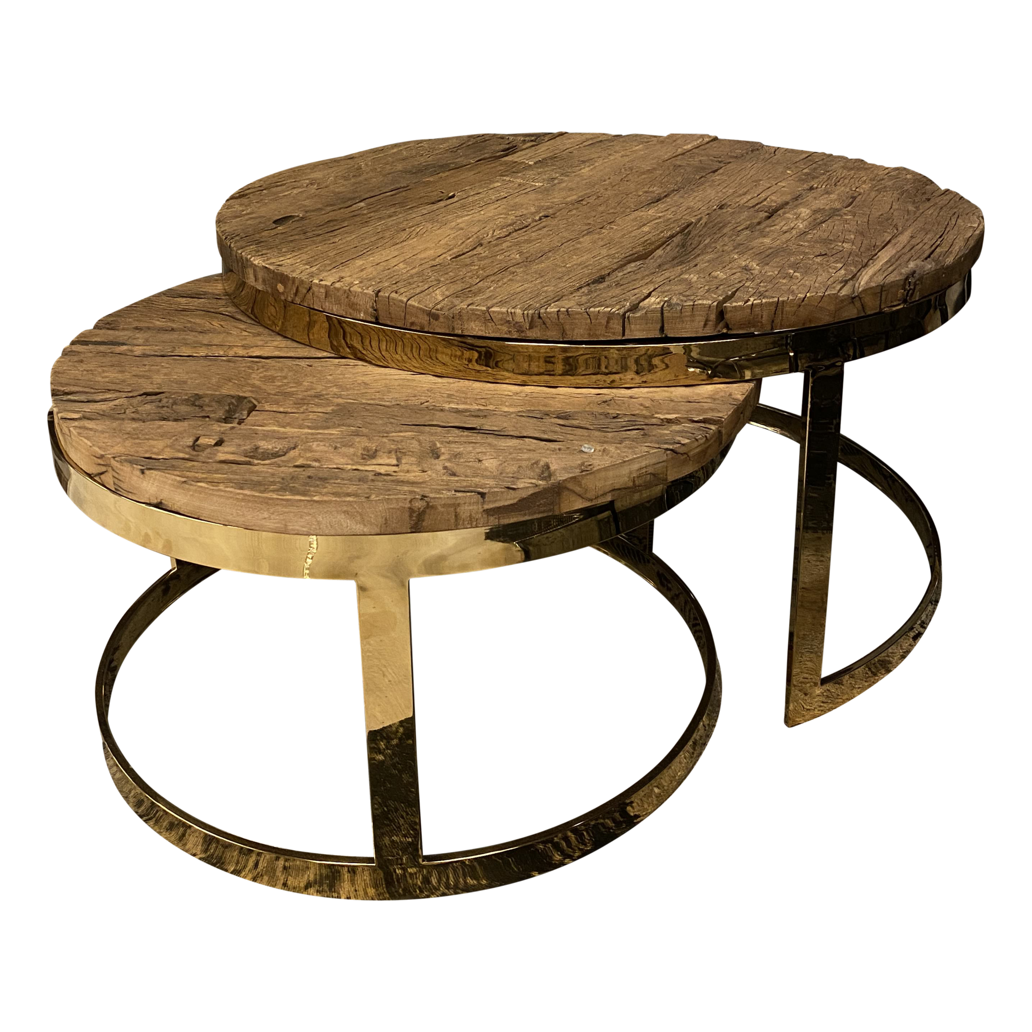 Salontafel Sleeper Wood set van 2 rond Goud