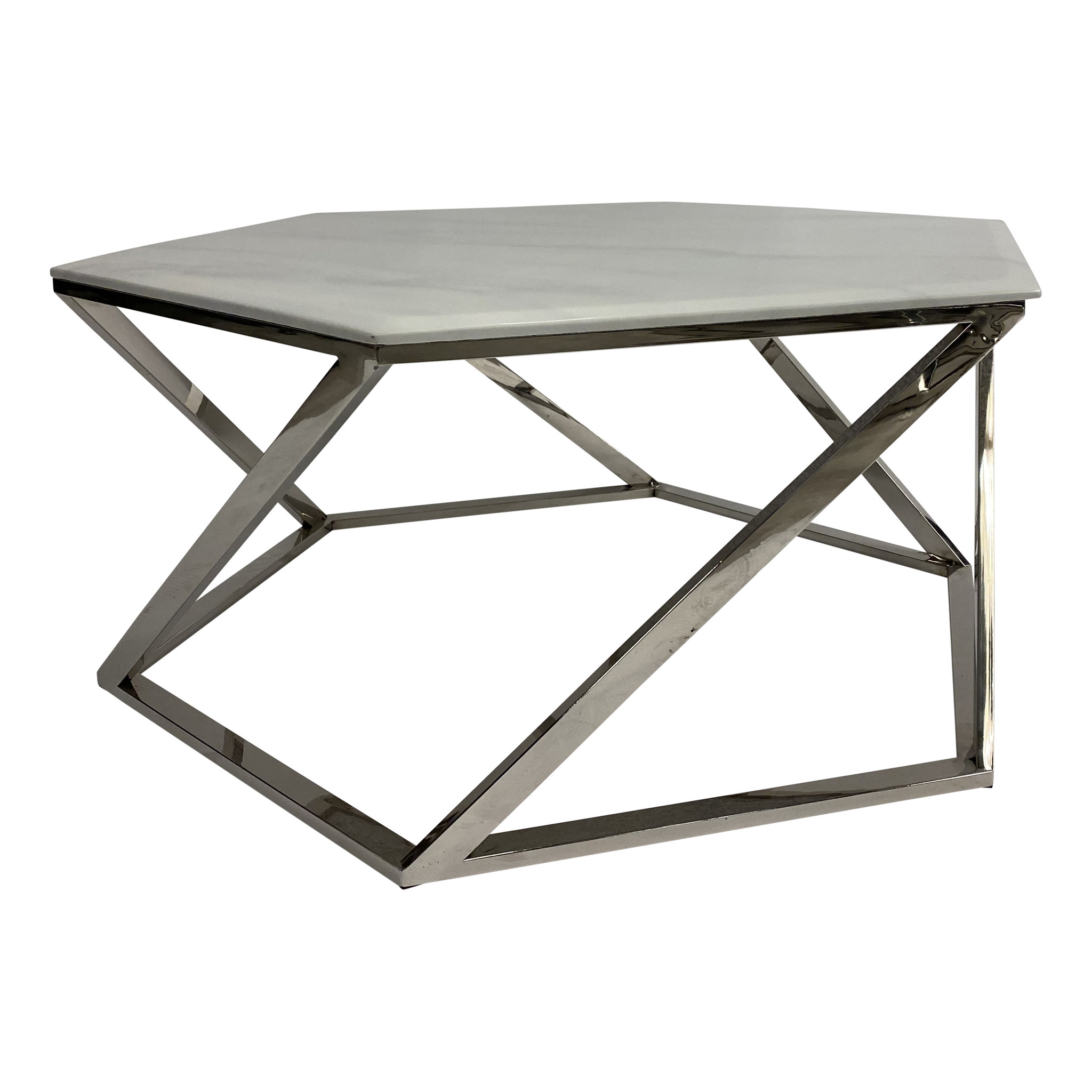 Salontafel Vildan Zilver Wit Marmer