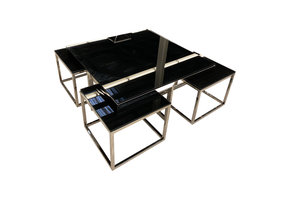 Salontafel 5-delig Casey Zilver Zwart Glas