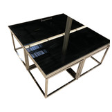 Salontafel 5-delig Casey Zilver Zwart Glas