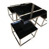 Salontafel 5-delig Casey Zilver Zwart Glas