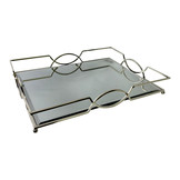 Dienblad Maria - klein - 20 x 40 cm - Zilver / Spiegelglas