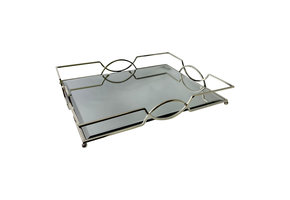 Dienblad Maria - klein - 20 x 40 cm - Zilver / Spiegelglas