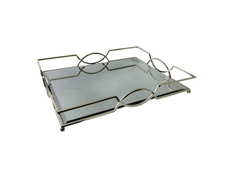 Dienblad Maria - klein - 20 x 40 cm - Zilver / Spiegelglas