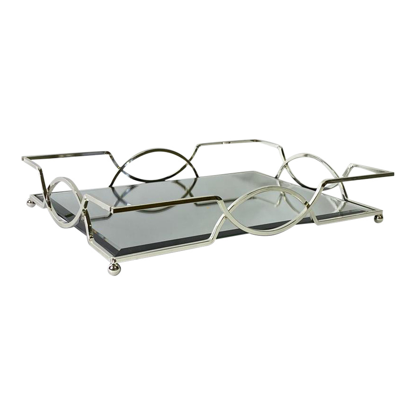 Dienblad Maria - klein - 20 x 40 cm - Zilver / Spiegelglas