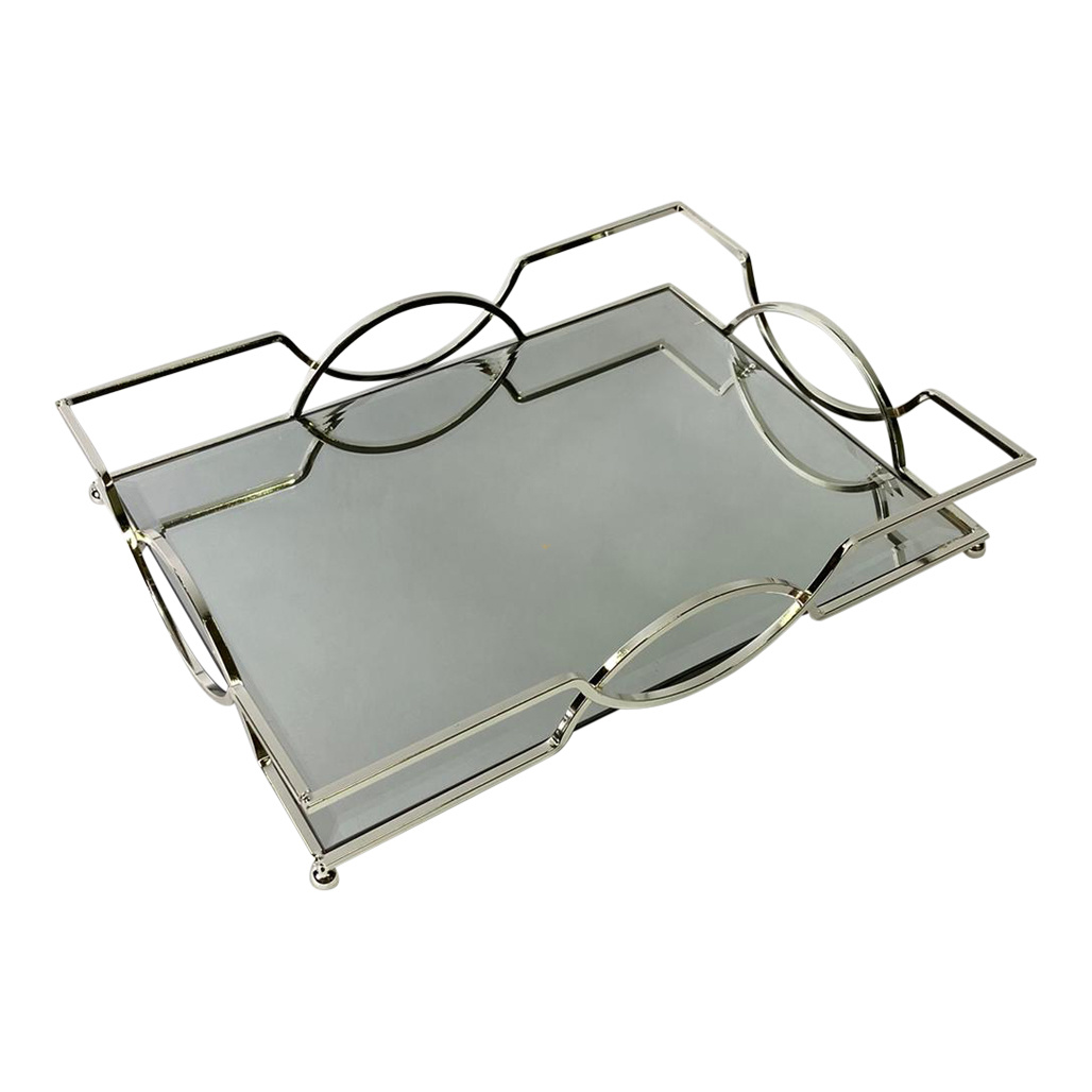 Dienblad Maria - klein - 20 x 40 cm - Zilver / Spiegelglas