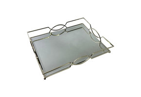 Dienblad Maria - groot - 30 x 50 cm - Zilver / Spiegelglas