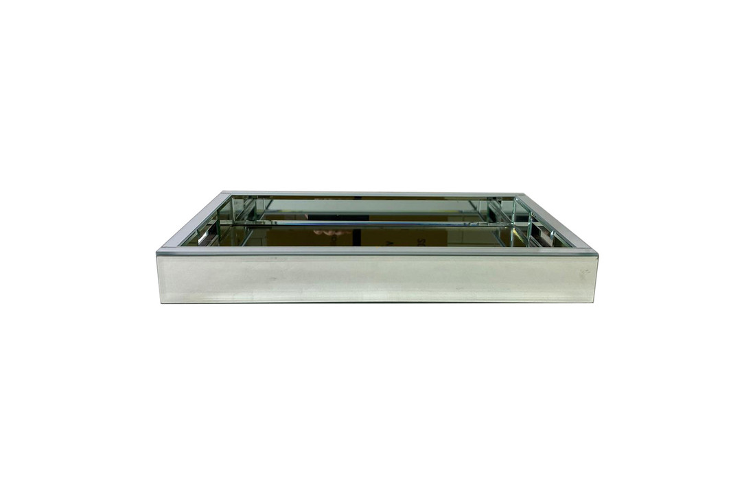 Dienblad Martina - Klein - 25 x 40 cm - Zilver / Spiegelglas