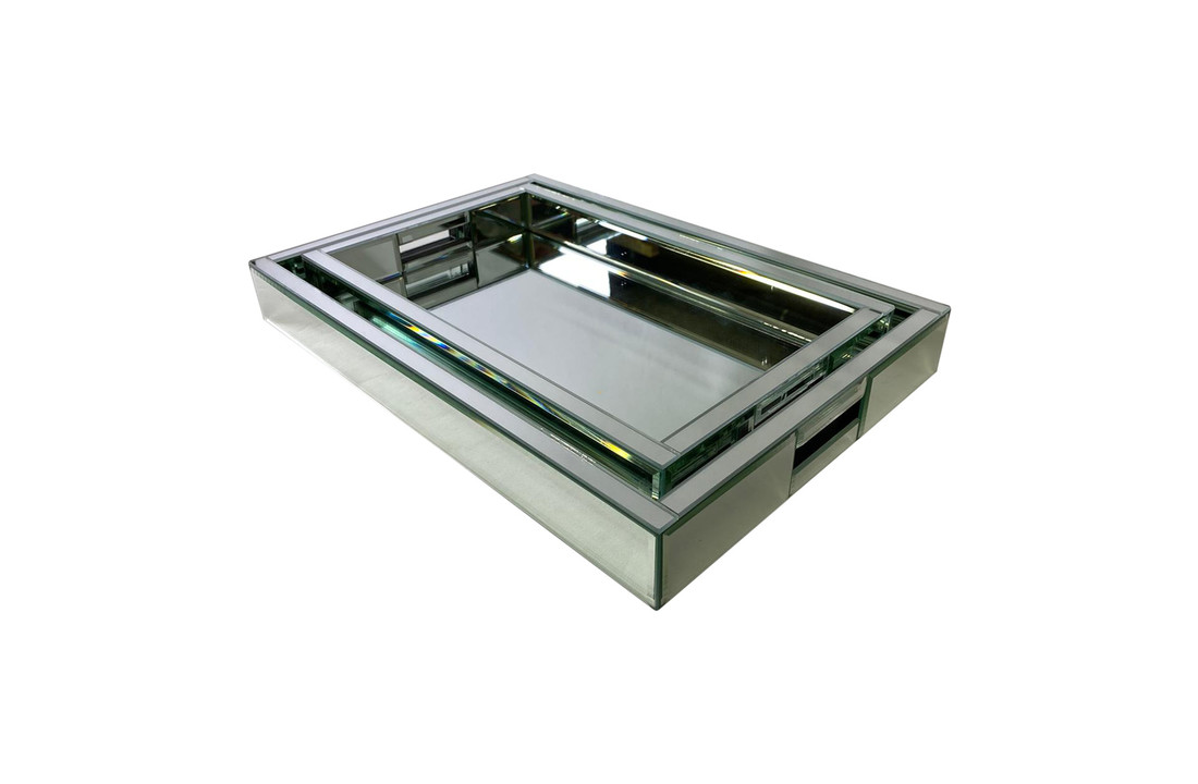 Dienblad Martina - Klein - 25 x 40 cm - Zilver / Spiegelglas