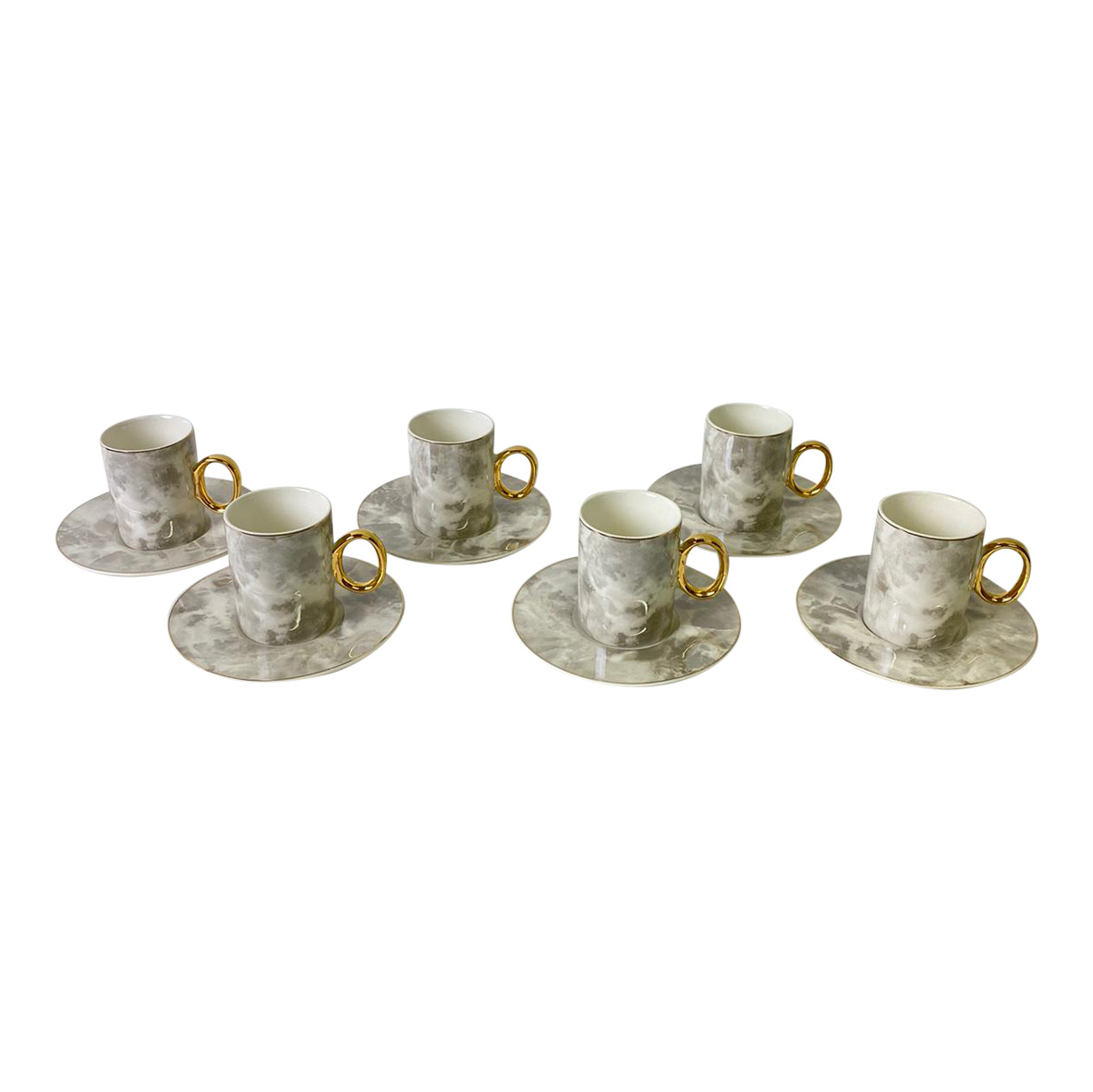 Koffieset Monika Marble Grijs/Goud