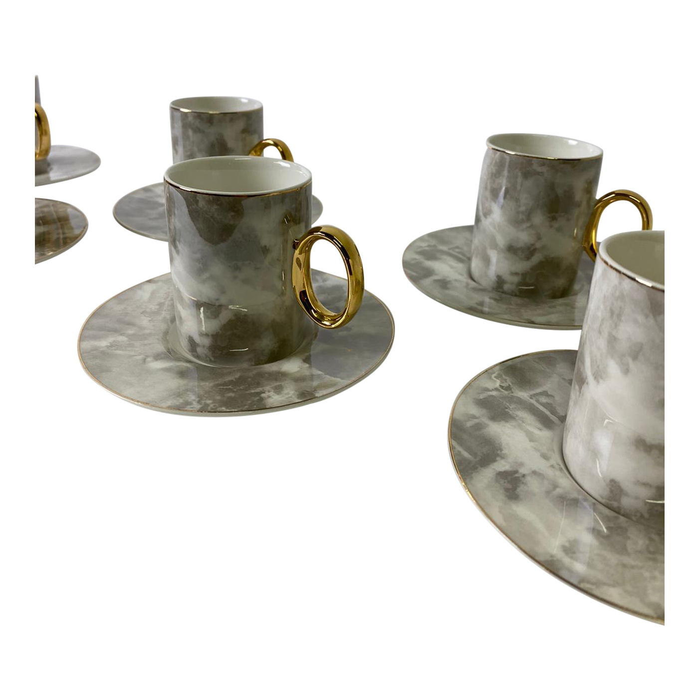 Koffieset Monika Marble Grijs/Goud