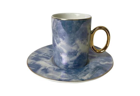Koffieset Monika Marble Blauw/Goud