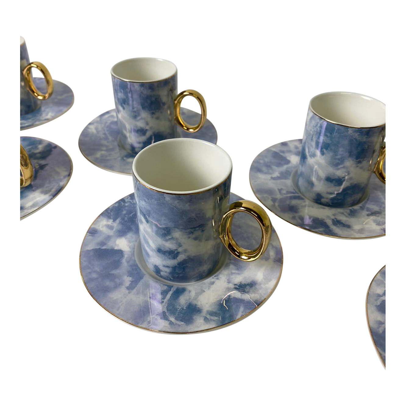 Koffieset Monika Marble Blauw/Goud