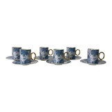 Koffieset Monika Marble Blauw/Goud