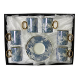 Koffieset Monika Marble Blauw/Goud