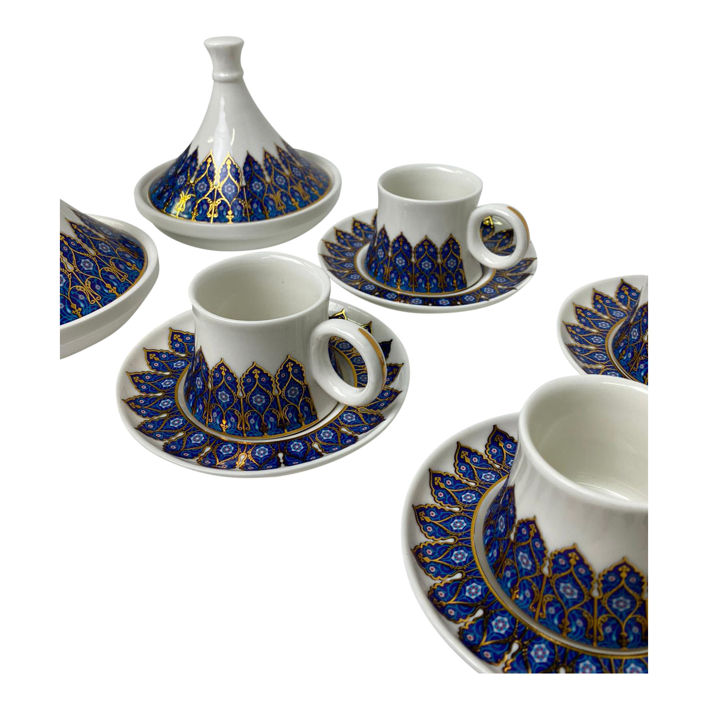 Espresso set Rio Blauw/Goud 6 stuks