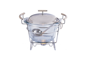 Glazen soepterrine Roestvrijstaal deksel 4 Liter