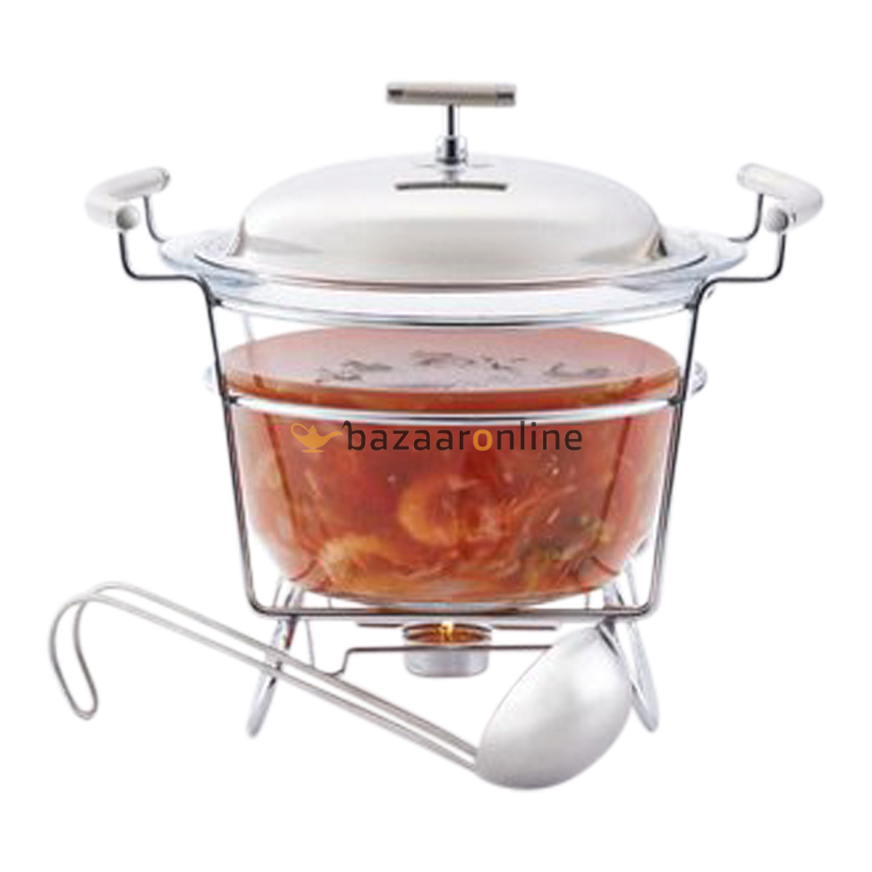 Glazen soepterrine Roestvrijstaal deksel 4 Liter