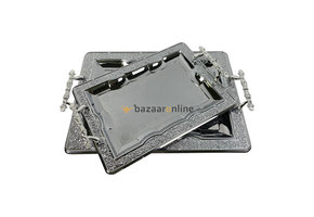 Dienblad Rabat - Oosters dienblad - Set van 2 - Zilver