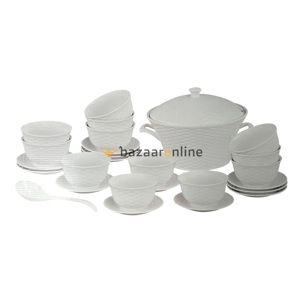 Soep set - 27-delig - Porselein - Strepenprint - 12 persoons