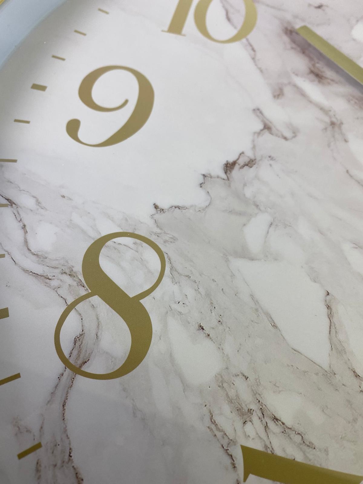 Klok Remi Marmer Wit  Goud - 44  CM