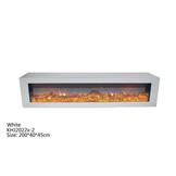 Tv-meubel Dubai Spiegelglas - Wit glas - incl. elektrische sfeerhaard