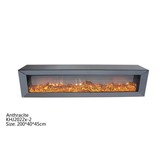 Tv-meubel Dubai Spiegelglas - Antraciet glas - incl. elektrische sfeerhaard