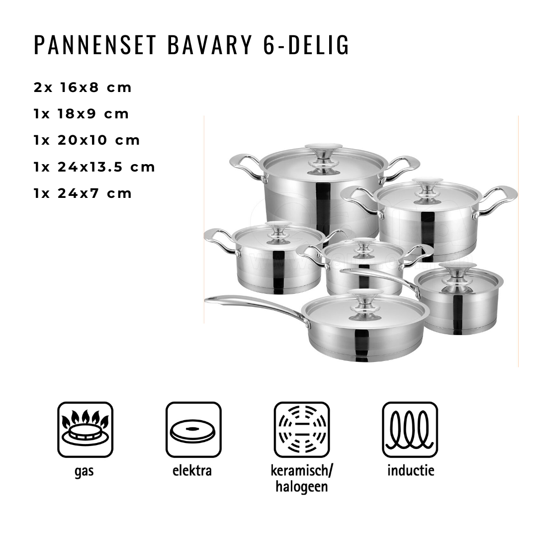 Pannenset 6 - delig - Inductie - Bavary