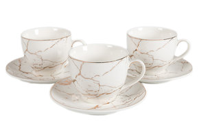 Koffieset - Fantasy - Marmerlook - Wit / Goud