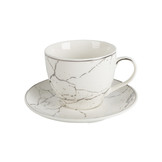 Koffieset - Fantasy - Marmerlook - Wit / Zilver
