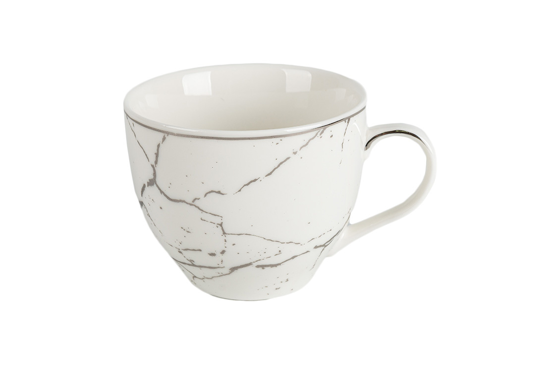 Koffieset - Fantasy - Marmerlook - Wit / Zilver