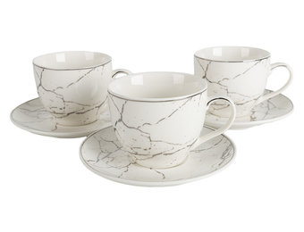 Koffieset - Fantasy - Marmerlook - Wit / Zilver