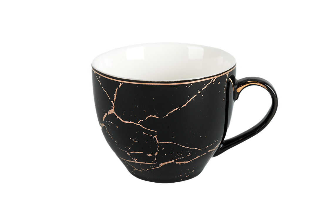Koffieset - Fantasy - Marmerlook - Zwart / Goud