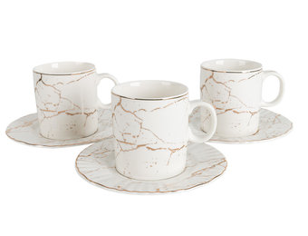 Espressoset - Paradise - Marmerlook - Wit / Goud