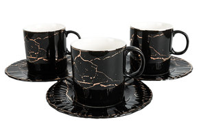 Espressoset - Paradise - Marmerlook - Zwart / Goud