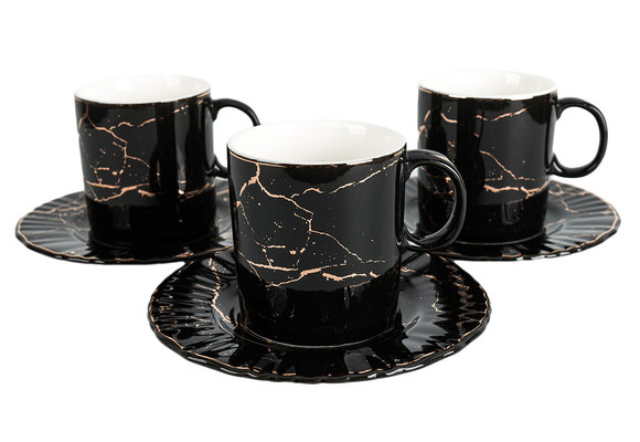 Espressoset - Paradise - Marmerlook - Zwart / Goud