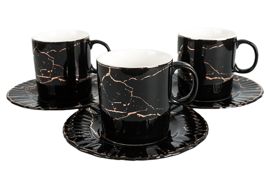 Espressoset - Paradise - Marmerlook - Zwart / Goud
