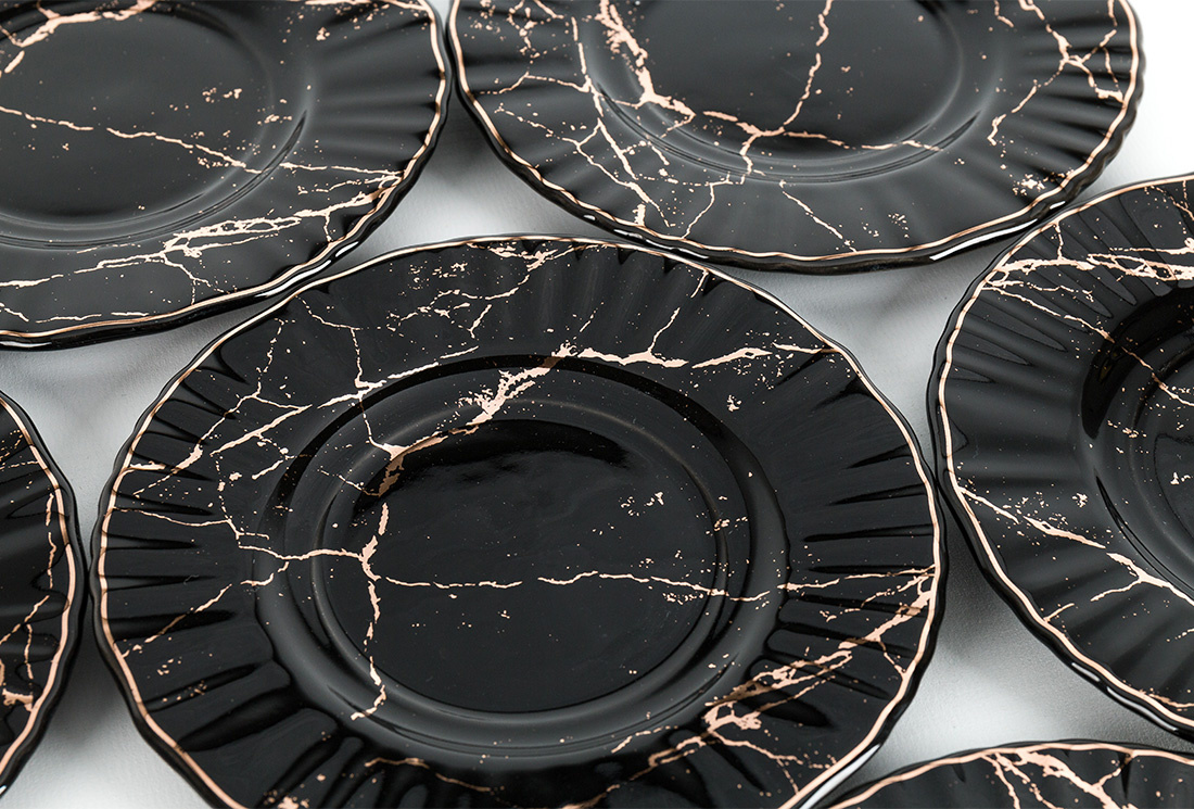 Espressoset - Paradise - Marmerlook - Zwart / Goud