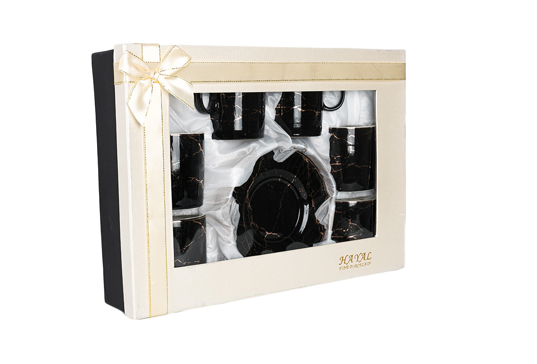 Espressoset - Paradise - Marmerlook - Zwart / Goud