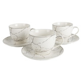 Espressoset - Paradise - Marmerlook - Wit / Zilver