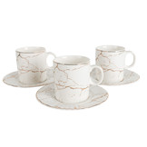 Espressoset - Paradise - Marmerlook - Wit / Zilver