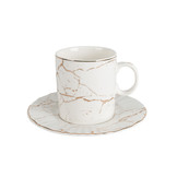 Espressoset - Paradise - Marmerlook - Wit / Zilver