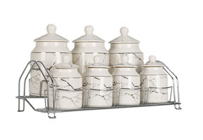 Specerijenset Maria - 15-delig - Marmerlook - Wit / Zilver