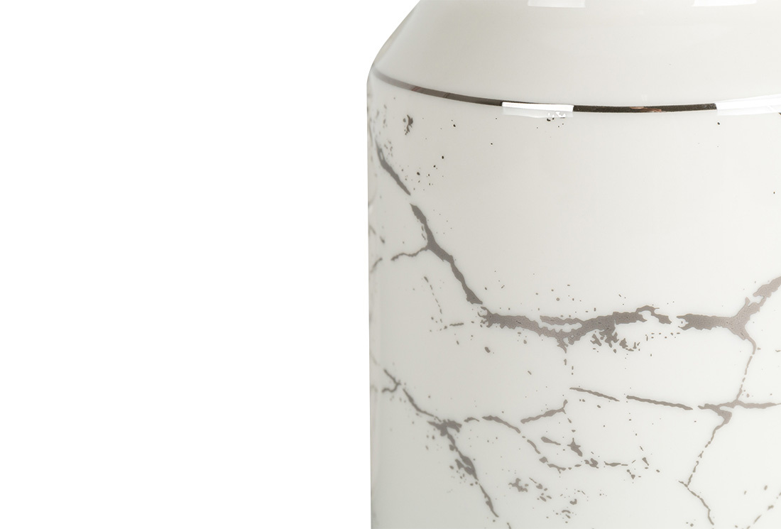 Specerijenset Maria - 15-delig - Marmerlook - Wit / Zilver