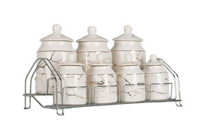 Specerijenset Maria - 15-delig - Marmerlook - Wit / Goud