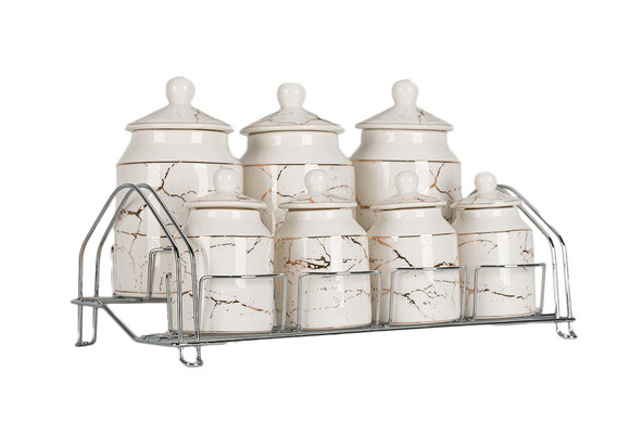 Specerijenset Maria - 15-delig - Marmerlook - Wit / Goud