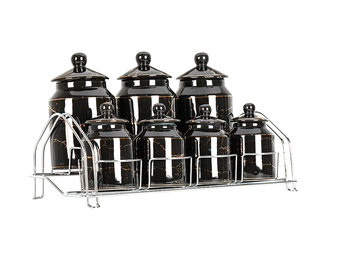 Specerijenset Maria - 15-delig - Marmerlook - Zwart / Goud