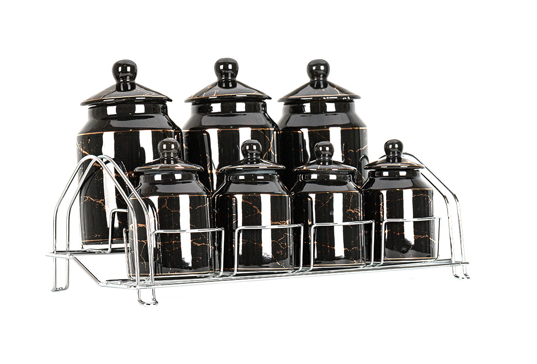 Specerijenset Maria - 15-delig - Marmerlook - Zwart / Goud